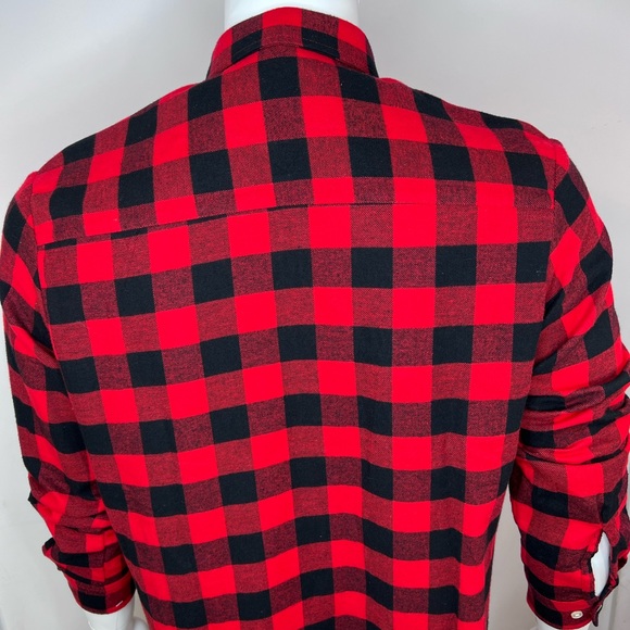 CLUB ROOM SIZE MEDIUM MENS RED & BLACK PLAID CHECKERED LONG SLEEVES SHIRT - Picture 3 of 16